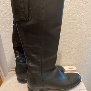 Prada Black Leather Riding Boots